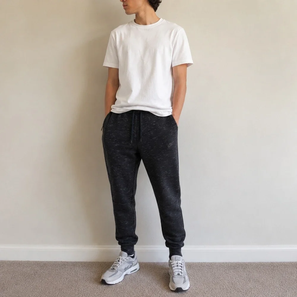 Nike Mens Tech Fleece Pants Medium Charcoal Space Dye Tapered Joggers Techwear